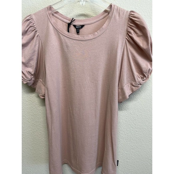 Buffalo David Bitton balloon sleeves misty rose top size M NEW - Picture 7 of 9